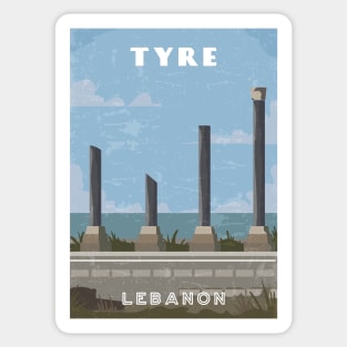 Tyre, Lebanon.Retro travel poster Sticker